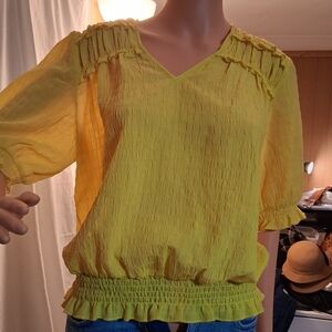 Olivia & Martin Yellow Smocked Women's Top